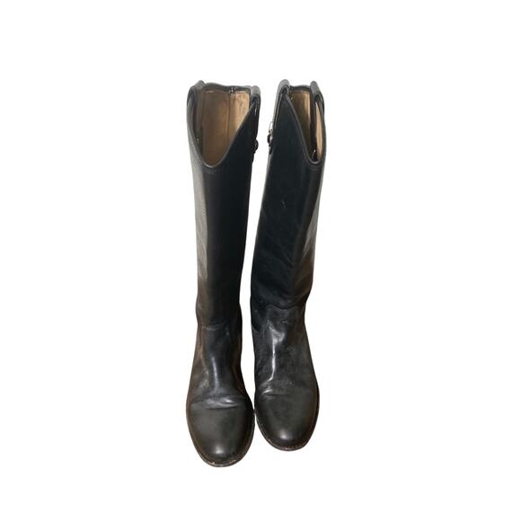 Frye Black Leather Low Heel High Cowboy Boot Sz 8.5 - Picture 1 of 3